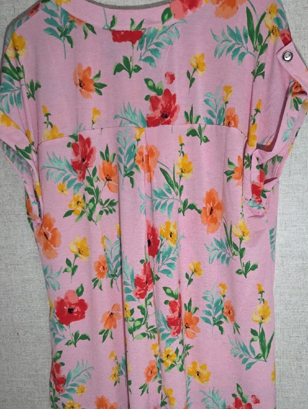 Dear Scarlett Womens Pink Floral Pullover Short Sleeve Tee Shirt Sz Large NWT - Picture 4 of 4